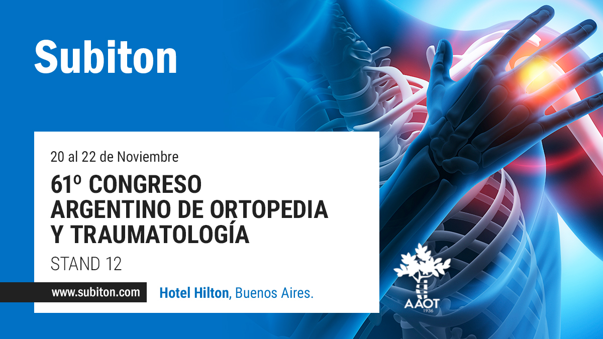 SubitonLaborat1's tweet photo. Subiton estará en el 61º Congreso Argentino de Ortopedia y Traumatología 🏨 
📍 Hotel Hilton, Buenos Aires. Descubre:
🔹 Cementos quirúrgicos y espaciadores.
🔹 STIMULAN: Portador de antibióticos absorbible.
🔹 GENEX: Catalizador para la regeneración ósea.
Más info 👉@AAOTorg https://t.co/ZTU3xxYkan