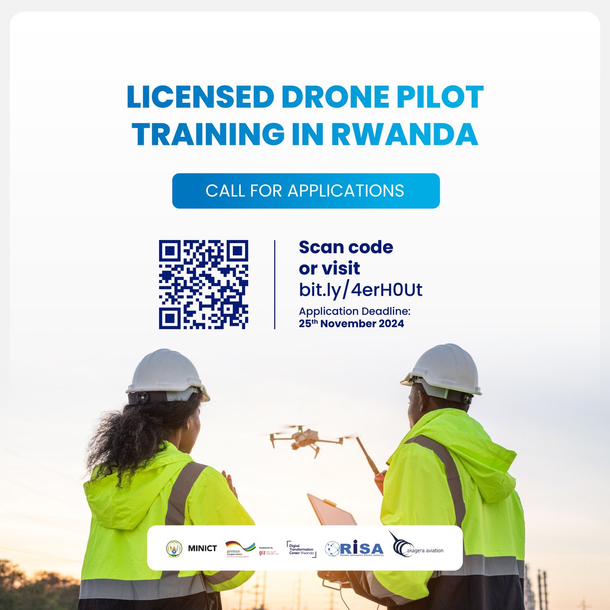Digital Transformation Center Rwanda (@digicenterrw) on Twitter photo 🚁 Calling all Rwandan professionals!
Elevate your career with our Licensed Drone Pilot Training Program in partnership with The Ministry of ICT and Innovation <a href="/RwandaICT/">Ministry of ICT and Innovation | Rwanda</a> and Rwanda Information Society Authority <a href="/RISARwanda/">Rwanda Information Society Authority</a>. Gain essential skills in drone operation, safety, and 🚁 Calling all Rwandan professionals!
Elevate your career with our Licensed Drone Pilot Training Program in partnership with The Ministry of ICT and Innovation <a href="/RwandaICT/">Ministry of ICT and Innovation | Rwanda</a> and Rwanda Information Society Authority <a href="/RISARwanda/">Rwanda Information Society Authority</a>. Gain essential skills in drone operation, safety, and