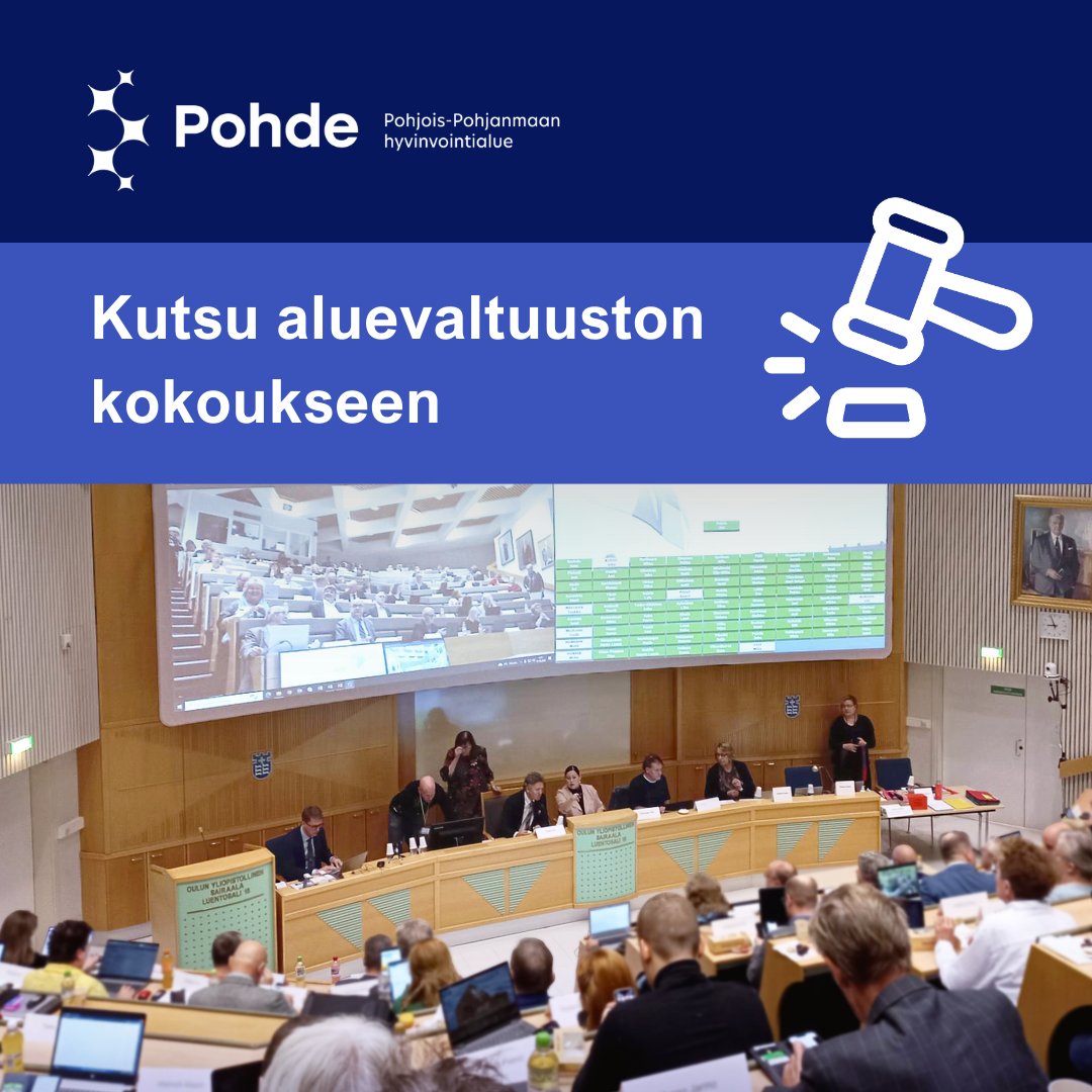 Aluevaltuusto kokoontuu jälleen tänään maanantaina 18.11. kello 9 alkaen.

Sinulla on mahdollisuus seurata kokousta reaaliaikaisesti etäyhteyden kautta Pohjois-Pohjanmaan hyvinvointialueen verkkosivujen kautta.

Seuraa kokousta verkkosivuiltamme: pohde.fi/tietoa-meista/…