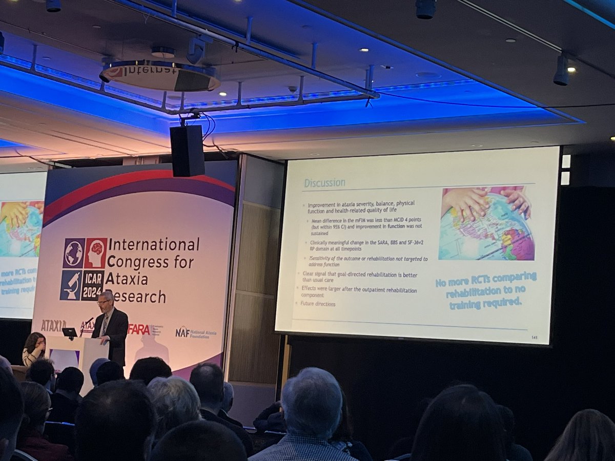 Enjoying hearing about Sarah Milne’s exercise RCT for ataxia at #ICAR2024 <a href="/AtaxiaUK/">Ataxia UK</a> <a href="/AtaxiaCentreUCL/">Ataxia Centre - UCL Institute of Neurology</a> <a href="/ataxia_global/">Ataxia Global Initiative</a> <a href="/NAF_Ataxia/">National Ataxia Foundation</a> <a href="/ActionforAT/">Action for A-T</a> <a href="/CureFA_org/">FA Research Alliance</a> <a href="/MonashChildrens/">Monash Children's</a>