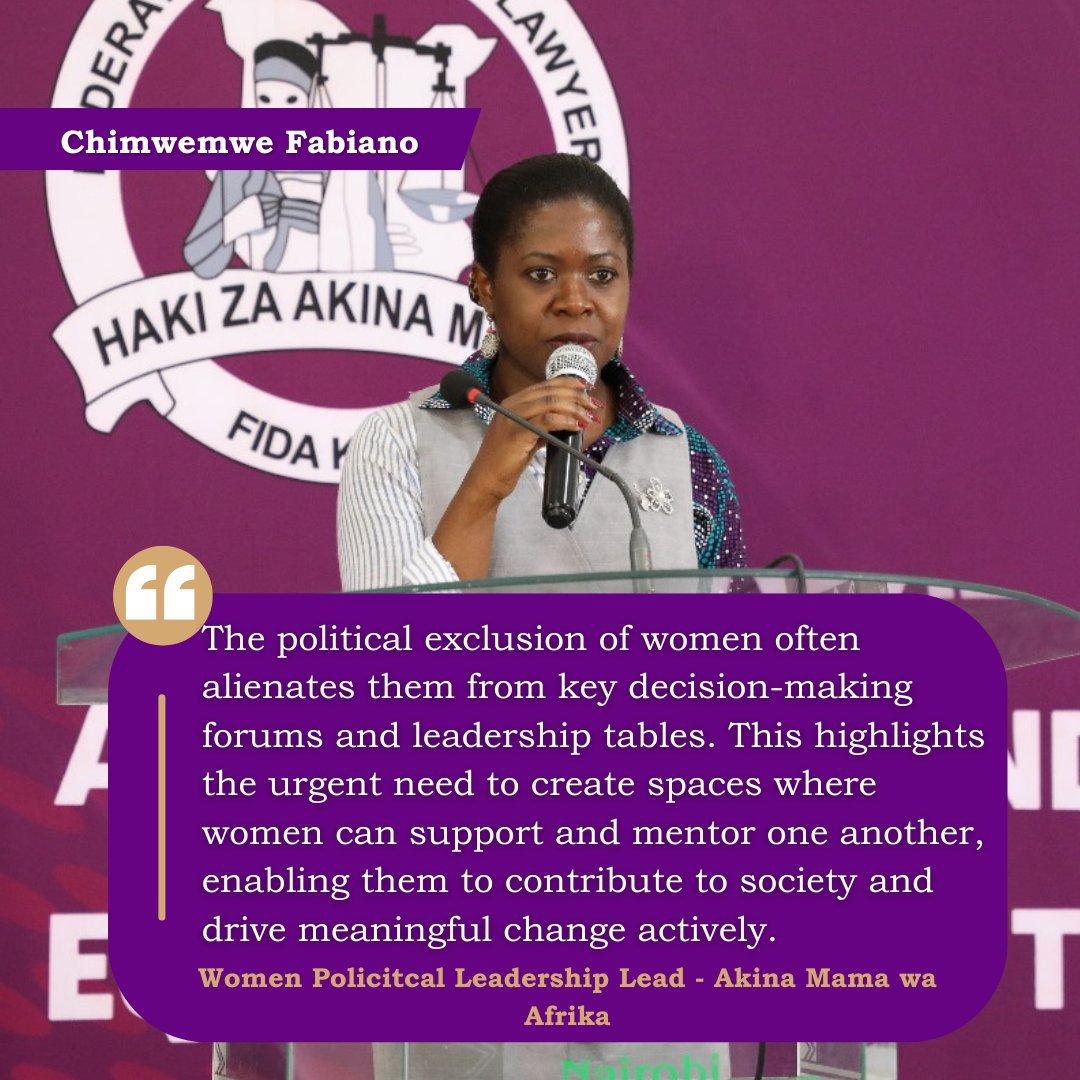 Women's political exclusion alienates them from decision-making forums &amp; leadership tables. This highlights the urgent need to create spaces where women can support &amp; mentor one another, enabling them to contribute to society &amp; drive meaningful change actively. <a href="/MwemweFabiano/">Chimwemwe A. Fabiano</a>