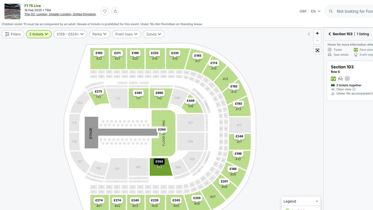 scotthgilliland's tweet photo. Disgusting. Real people and fans never stood a chance. Yet these are tickets up nearly 6 times the face value.

#F175LIVE @F1 https://t.co/BMwBvEyrF9