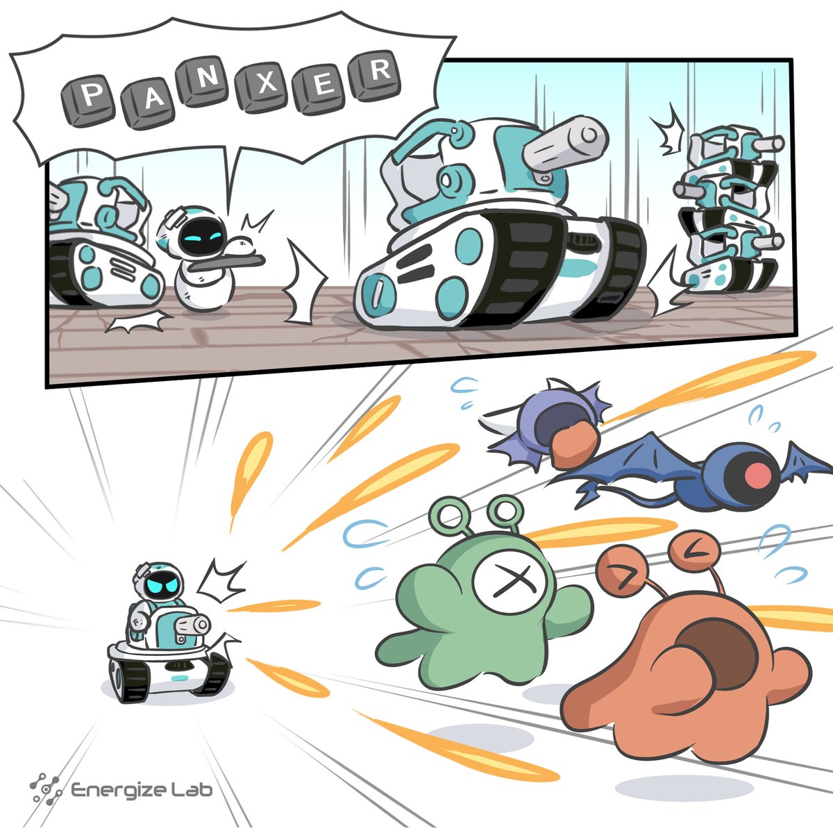 EnergizeLab's tweet photo. When Eilik is under siege, time to press the cheat code 'Panxer' to summon the exclusive vehicle. He smiles confidently as he jumps in and blasts the monsters with shells, scattering them in fear.
#Panxer vs Monsters 1: 0โ๏ธ
Have you had epic moments with your Eilik & Panxer? ๐ https://t.co/5aTcyskS2L
