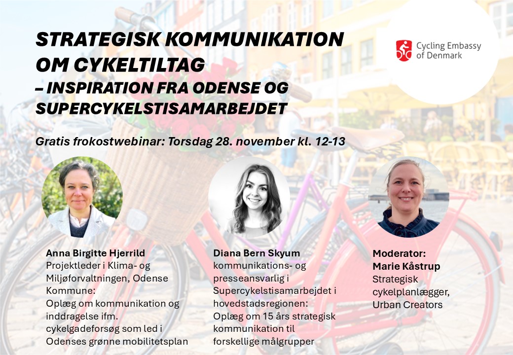 STRATEGISK KOMMUNIKATION OM CYKELTILTAG – INSPIRATION FRA ODENSE OG SUPERCYKELSTIERNE🚲🔢
👉 Torsdag den 28. november kl. 12.00 - 13.00.
Tilmeld dig gratis her: 👉 events.teams.microsoft.com/event/2847ce12…