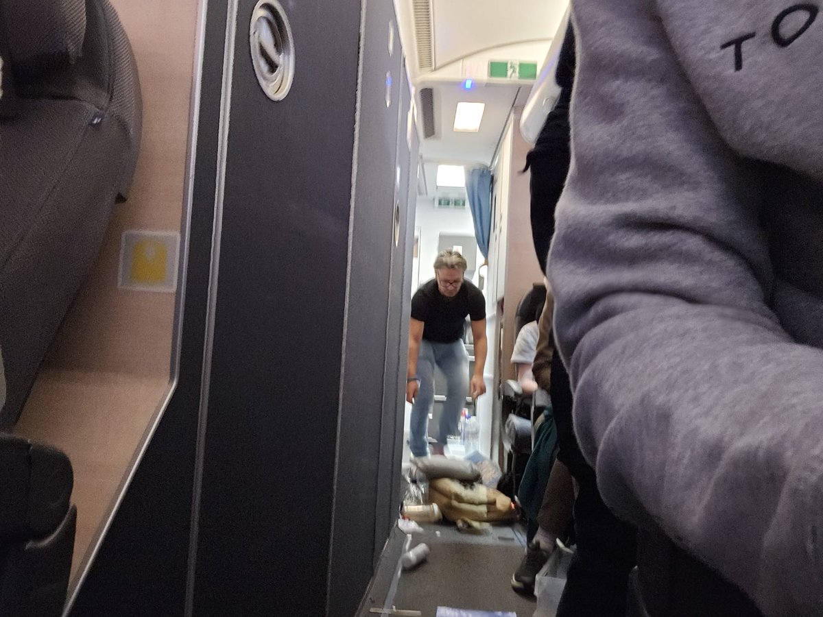 aviationbrk's tweet photo. Video shows moment extreme turbulence hit a SAS A330 over Greenland, throwing passengers into the ceiling on a Miami-bound flight which was then forced to turn around and head back to Europe.

A passenger who was on board SAS Flight SK957 said they witnessed at least one person sustain injuries, but a spokesperson for the airline said no serious injuries were reported.

The airline added that the aircraft had to turn around as it did not have the required equipment in Miami to perform the checks.

📷 @zamzam1925