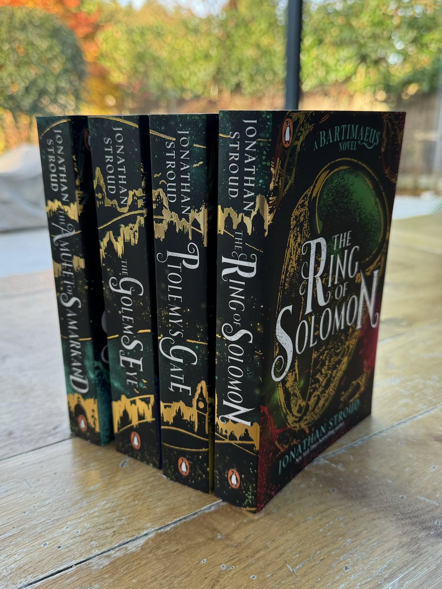 JonathanAStroud's tweet image. The new UK Bartimaeus edition in all its glory! I can’t imagine a lovelier rebranding! Even Bart would be grudgingly impressed. Heartfelt thanks again to Penguin Books and artist Tom Sanderson! ✨ 

#Bartimaeus 
@GeorgiaLawePR @penguinplatform @DHAchildrens @GeorginaStroud1