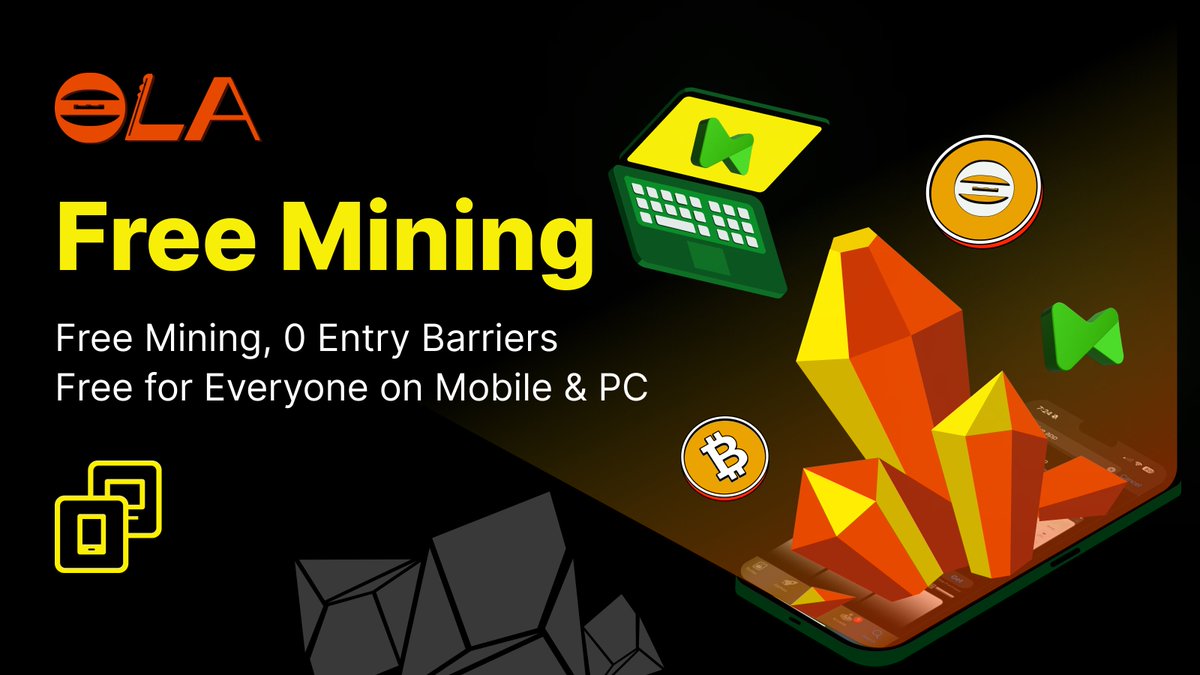 🚪💸 The gate to #$OLA Free Mining (aka #$OLA ZK Unit Mining) is opening soon!

Celebrate our Earnings-Enhancing ecosystem, where every step you take earns and boosts your $OLA, plus exciting #airdrops from partners supporting the #Bitcoin network.

Starting tomorrow, the first
