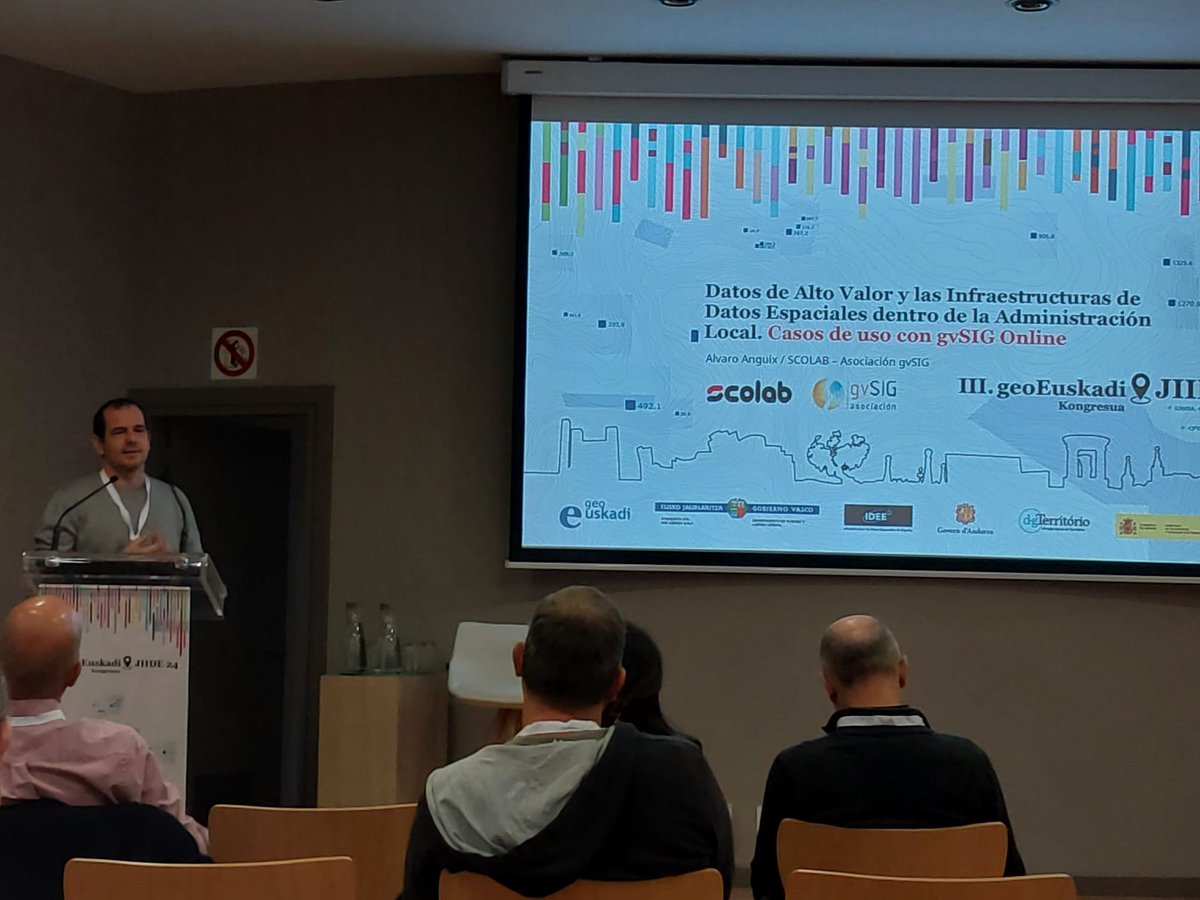III #geoEuskadi Kongresua &amp; XV #JIIDE 2024🌐

Datos de Alto Valor y las IDE dentro de
la Administración Local

🗣️A. Cisneros, Asociación gvSIG. SCOLAB,
Software Colaborativo S.L.

<a href="/gobiernovasco/">Gobierno Vasco</a> <a href="/IGNSpain/">Instituto Geográfico Nacional-O.A.CNIG</a> <a href="/DGTerritorio/">Direção-Geral do Território</a> <a href="/geoEuskadi/">geoEuskadi</a> <a href="/areacartografia/">Cartografia Oficial d'Andorra</a> <a href="/gvsig/">gvSIG project</a>