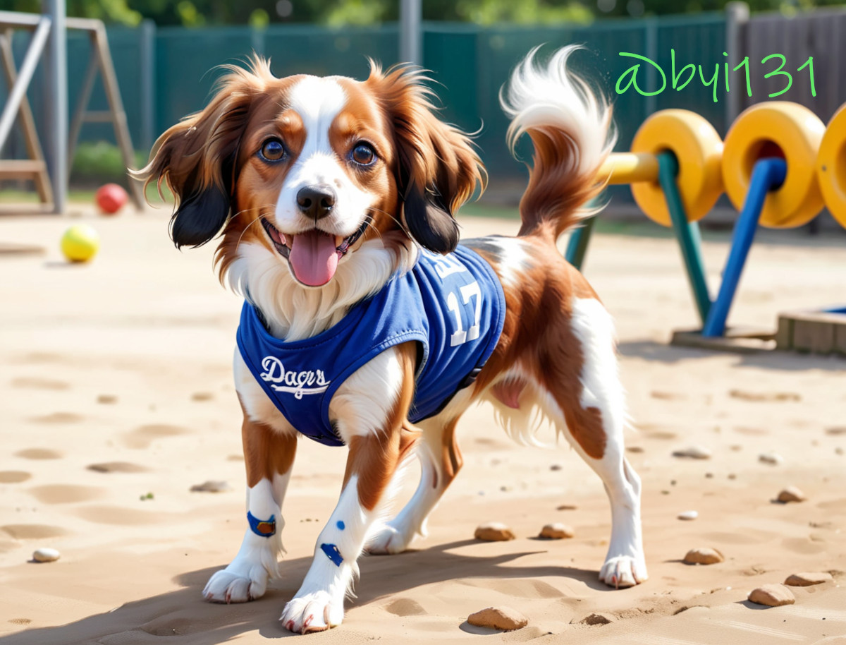 🎉受賞ラッシュ🎊　おめでとうございます❣　

🌟ドジャース大谷翔平選手が2年連続2度目のハンク・アーロン賞を受賞
🌟最も活躍した指名打者（DH）に贈られる「エドガー・マルティネス賞」
🌟MLB・シルバースラッガー賞受賞、

　画像　Headbutt Dog　（デコピン）
　#AI生成画像