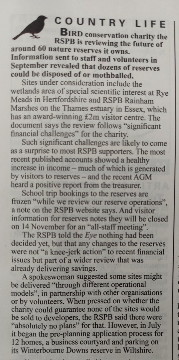 HFete's tweet photo. Worrying news in the latest @PrivateEyeNews that @RSPBRyeMeads could be on the list for cuts or at worst selling off. @HMWTBadger @CPREHerts https://t.co/NHkn8b447C