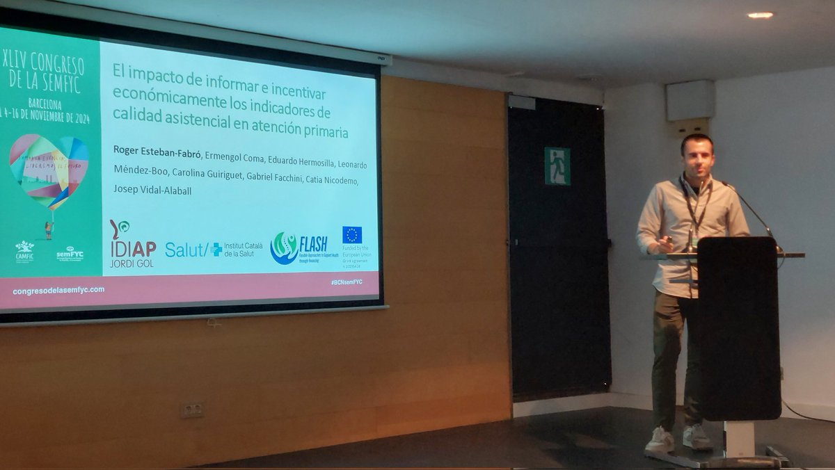 ErmengolComa's tweet photo. 🗣 És el torn de @ef_roger que presenta els resultats del nostre estudi dins del projecte @EUFlashproject sobre l'impacte d'informar i incentivar els indicadors de qualitat en AP. 

⚡️ Ambdues intervencions s'associen a millores significatives.
#BCNsemFYC https://t.co/vtTb3QamAq