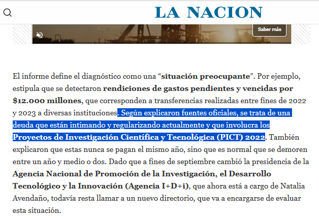 Hace un año estamos reclamando la firma de contratos y pagos de los PICT2022, proyectos de investigación seleccionados en CONCURSOS ABIERTOS Y EVALUADOS POR EXPERTOS. Nunca los pagaron, pero dicen que tienen fondos sin rendir. ¡Fondos que nunca recibieron! El absurdo es total.