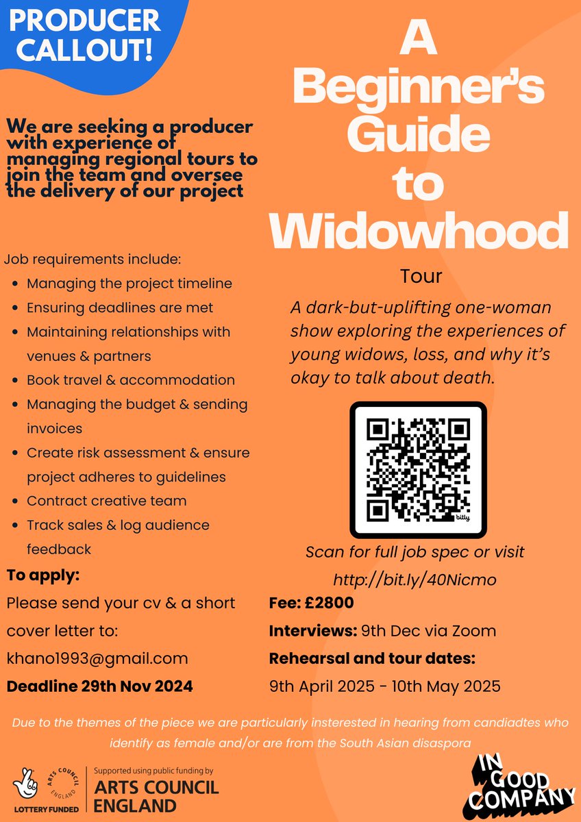 Omar Khan (@thebreadbinman) on Twitter photo Twitter! (Can't bring myself to call you X)
Looking for a producer for the regional tour of our wonderul play developed alongside <a href="/RaeMainwaring/">Rae Mainwaring</a>
Please RT & Share within your networks! Twitter! (Can't bring myself to call you X)
Looking for a producer for the regional tour of our wonderul play developed alongside <a href="/RaeMainwaring/">Rae Mainwaring</a>
Please RT & Share within your networks!