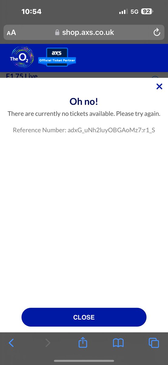 <a href="/AXS_UK/">AXS_UK</a> 
What a joke !
Was in the queue 3 times for F1 live,
Then it says I’m a bot!! 
Then says no tickets yet it showing tickets 😡 
What an actual piss take 😡😡
How is anyone meant to get anywhere with this !
Can’t even get my disabled tickets either !!! 

#axs #F175LIVE