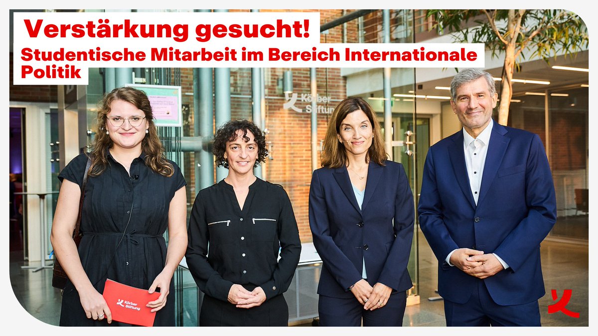 KoerberIP's tweet photo. Du brennst für Außenpolitik und möchtest das Berliner Forum Außenpolitik unterstützen?
Bewirb dich bis zum 01. Dezember als studentische Hilfskraft im Team der Körber-Stiftung!
Spannende Aufgaben warten auf dich 👉 https://t.co/uaHDJr7eJJ https://t.co/2nYHlIKXjN