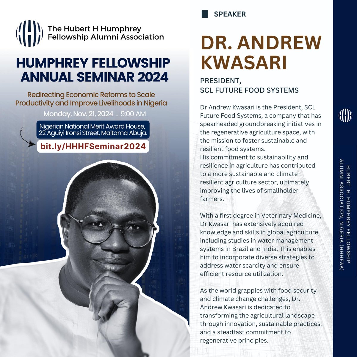 HHHFAlumni's tweet photo. Meet our discussant @Andrewkwasari achieving great strides in the Agricultural sector and championing agric innovation in Nigeria. We are excited to have him on the panel this year. https://t.co/WSKszVrW5F