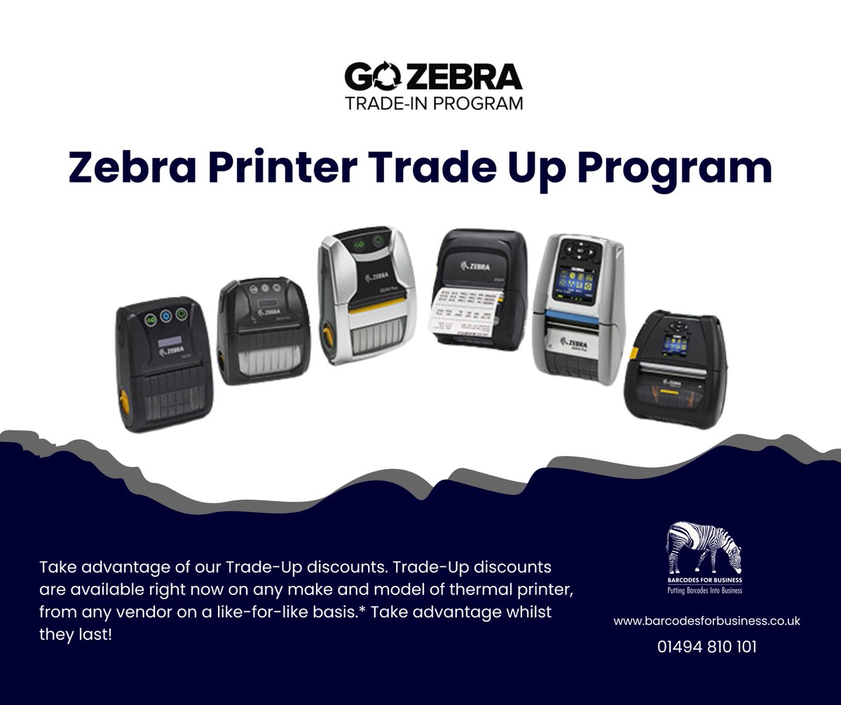 barcodes4bus's tweet image. 🔄 Upgrade and Save with the Zebra Printer Trade-Up Program! 🔄

📞 Contact us today to learn more!

#ZebraPrinters #TradeUpProgram #UpgradeAndSave #PrintingInnovation