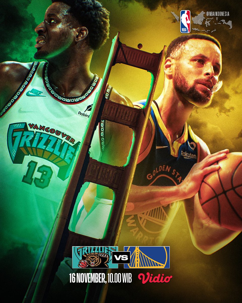 NBA_Indonesia's tweet photo. Sabtu besok jam 10 pagi Grizzlies akan berhadapan dengan Warriors dalam pertandingan memperebutkan #EmiratesNBACup 🏆🏀

Tonton di Vidio Sports! https://t.co/QnkdFXxNmf 📺 https://t.co/aIrvkavpvM