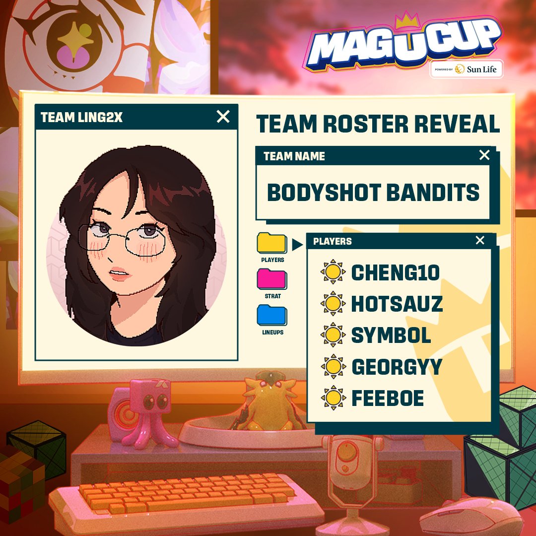 magukarpcup's tweet photo. ☀️ Here are the team line ups for tomorrow! 📣

We hope all our captains and players are as ready to win at LIFE at the #SunLifeMaguCup2024 this weekend.

✨ @Ling2x @NarpimTV @poteido_ @RealRazzieBinx 🫡

#PlayForLifeWithSunLife #SunLifePartnerForLife https://t.co/jihNVnttTA