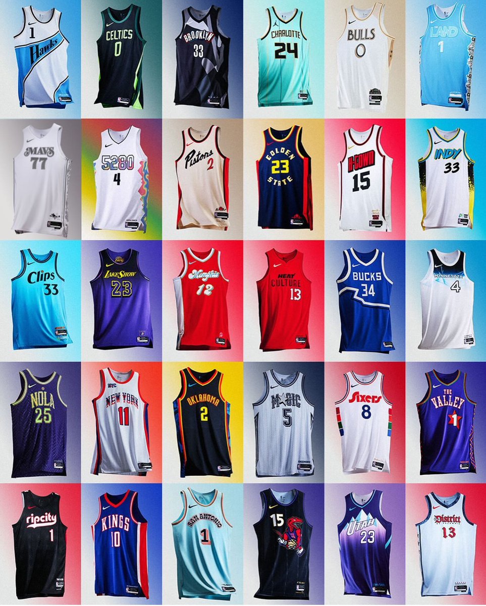NBAspain's tweet photo. Ya están aquí las CITY EDITION de esta temporada 💘🏙️

30 franquicias
30 camisetas

🧵🎨 Vamos con un HILO https://t.co/wRC9y4EZKV