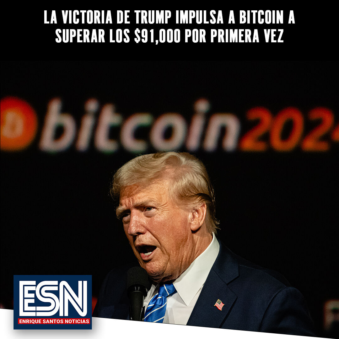 El Bitcoin ha alcanzado un nuevo máximo histórico, superando los $91,000,  tras la reelección de Donald Trump como presidente de Estados Unidos. 📈  Este incremento refleja la confianza de los inversores en