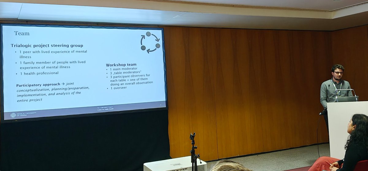 Excellent talk by <a href="/FragTobias/">Tobias Fragner (Schiffler)</a>  on the #CoMitMenT project, focused on improving physical #healthcare for people with #mentalhealth issues using #participatory #research methods - a highly relevant and important topic! 
#EPH2024 #Lisbon
