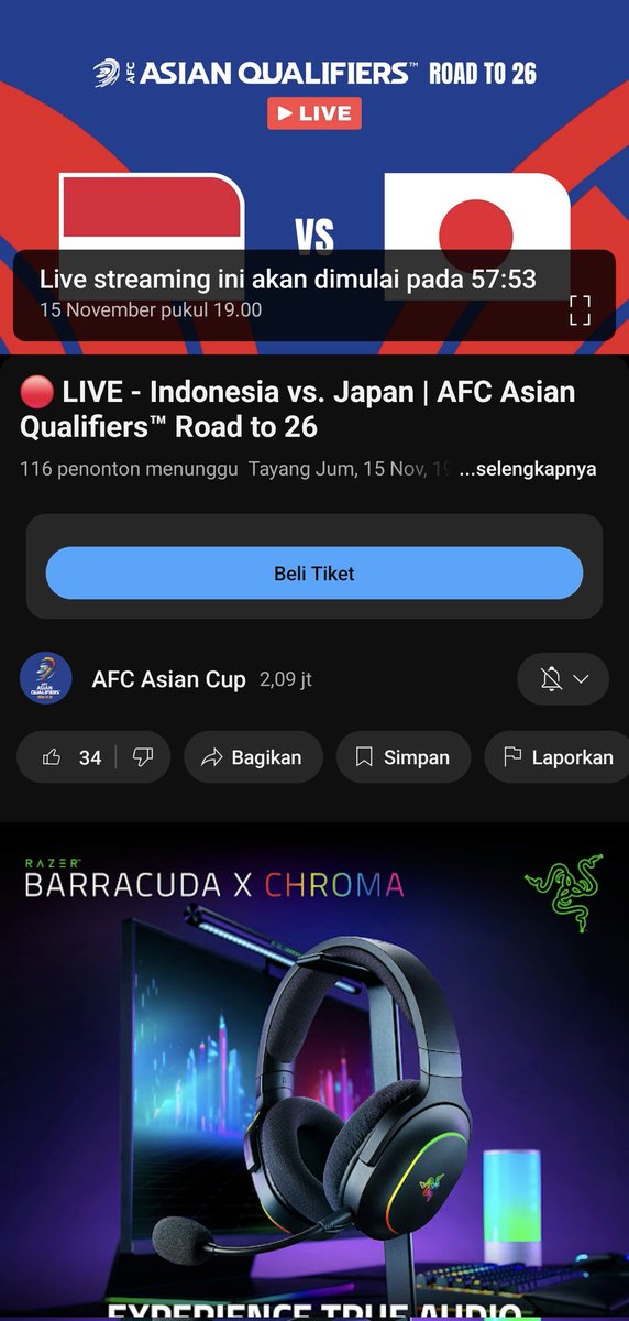 HelmiRizal2's tweet photo. Nonton live di youtube sekarang harus bayar ya? #TimnasDay https://t.co/vmDcIUQOFl