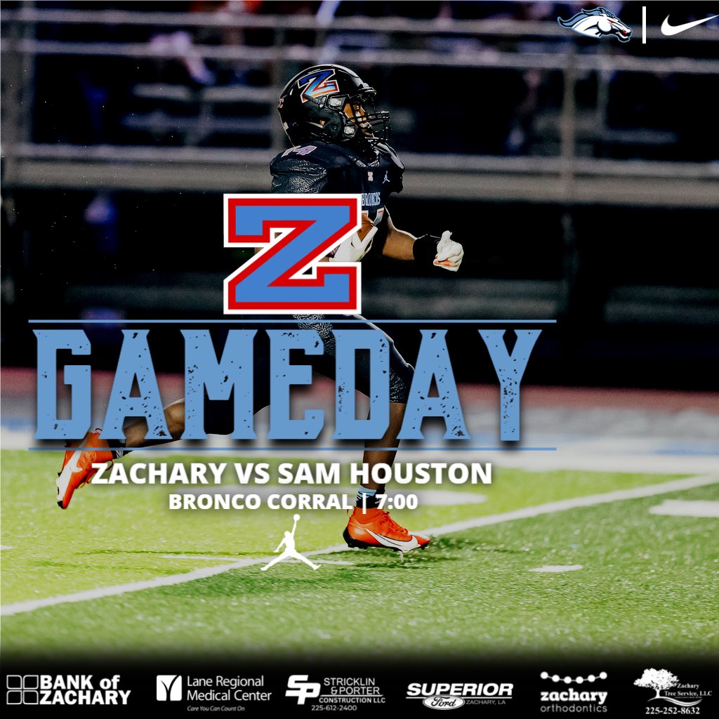 Game day! Tonight the Broncos host The Sam Houston Broncos in the 1st round of the LHSAA playoffs! Kickoff is set for 7:00. #itsallabouttheZ