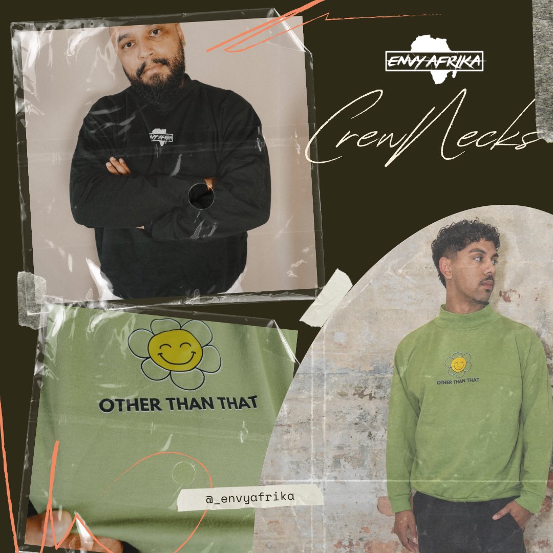 Stay stylish this season with our exclusive collection of Envy Afrika crewnecks and hoodies! 🔥 Perfect for any look and available now in L, and XL for just R400, plus R100 nationwide delivery. Upgrade your wardrobe and stand out! 🛍️: store109119007.company.site