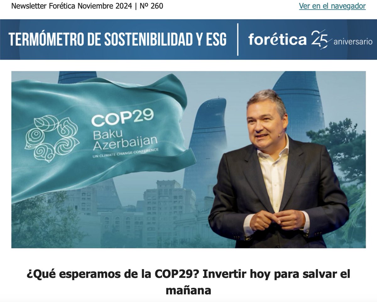 🆕✅ ¡Lanzamos el Termómetro de la Sostenibilidad y ESG del mes de noviembre!

📝 Suscríbete en nuestra web o en Linkedin para estar al tanto de las últimas tendencias y noticias en #SostenibilidadEmpresarial de la mano de @Foretica 👉 t.ly/Tzb8y