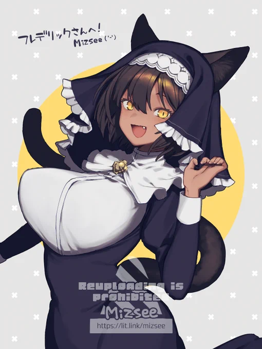 コミッション絵53 | みずしー #pixiv  1点納品しました!もふもふ尻尾の褐色黒猫娘チャンかわいい～～!!よそのこ依頼ほんと嬉しいです……! 