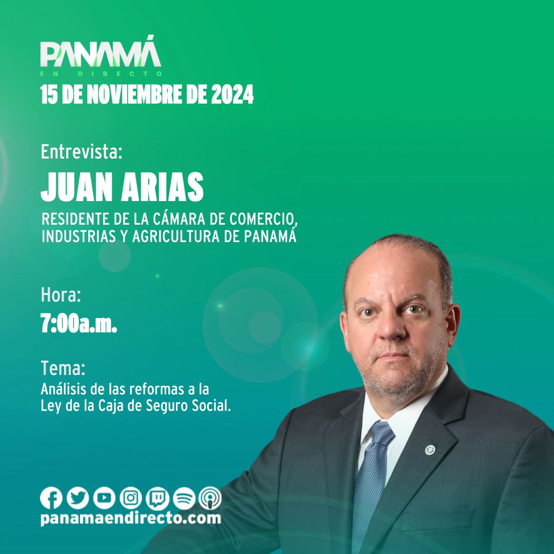 El presidente de la Cámara de Comercio, Industrias y Agricultura de Panamá (<a href="/CCIYAP/">Cámara de Comercio, Industrias y Agricultura</a>), Juan Arias (<a href="/juanariaspty/">Juan A. Arias S.</a>), analiza en #PanamaEnDirecto las reformas a la Ley de la <a href="/CSSPanama/">CSSPanama</a>. 

Conéctate desde las 7:00A.M. por panamaendirecto.com <a href="/ARCA_Media/">Arca Media en Directo</a> 97.7FM