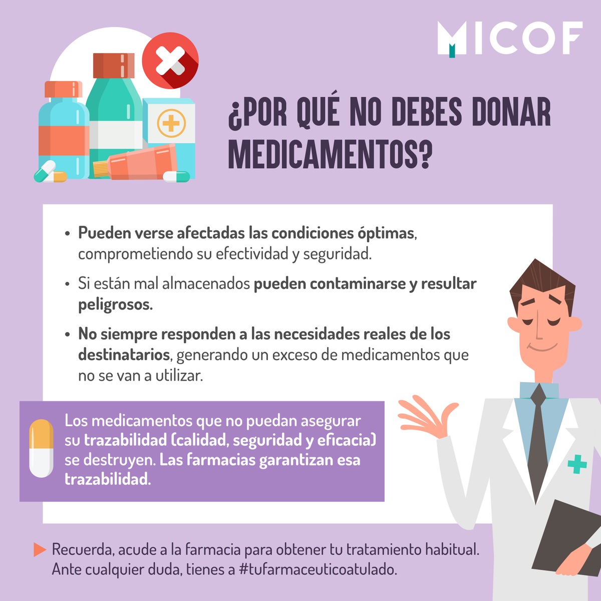 micofvlc's tweet image. 💊 Seguimos insistiendo en que no donéis medicamentos.

Aunque la voluntad sea buena, recordemos que están sometidos a controles especiales en su distribución y suministro.

🥼 En caso de dudas recuerda que tienes a #tufarmaceuticoatulado.