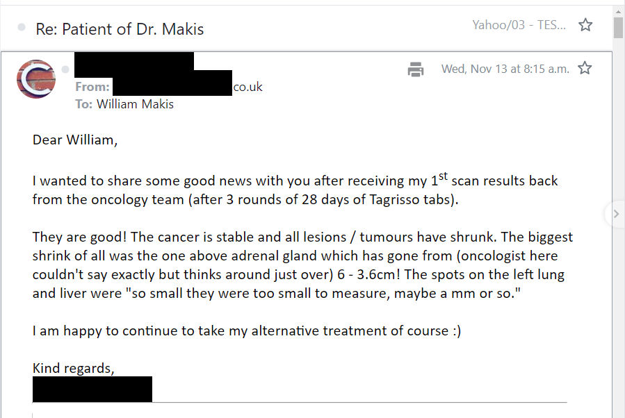 NEW ARTICLE: IVERMECTIN and FENBENDAZOLE Testimonial - 40s year old woman with Stage 4 NCSCL Lung Cancer - dramatic improvement after 3 months!

40s year old Stage 4 Lung Cancer Patient in the UK

In August 2024, we started Ivermectin 1mg/kg/day

and Fenbendazole 444mg/day 6 days