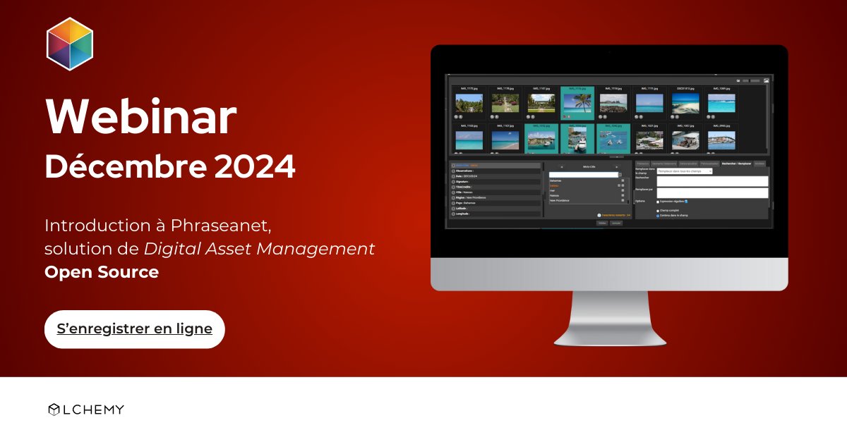 AlchemyParis's tweet photo. 🟢AGENDA
Le prochain webinar #Phraseanet aura lieu le Mardi 10 Décembre 2024 de 15h00 à 16h00. Les inscriptions en ligne sont ouvertes! https://t.co/9Rv00NSs8S https://t.co/StaQnDKF4p