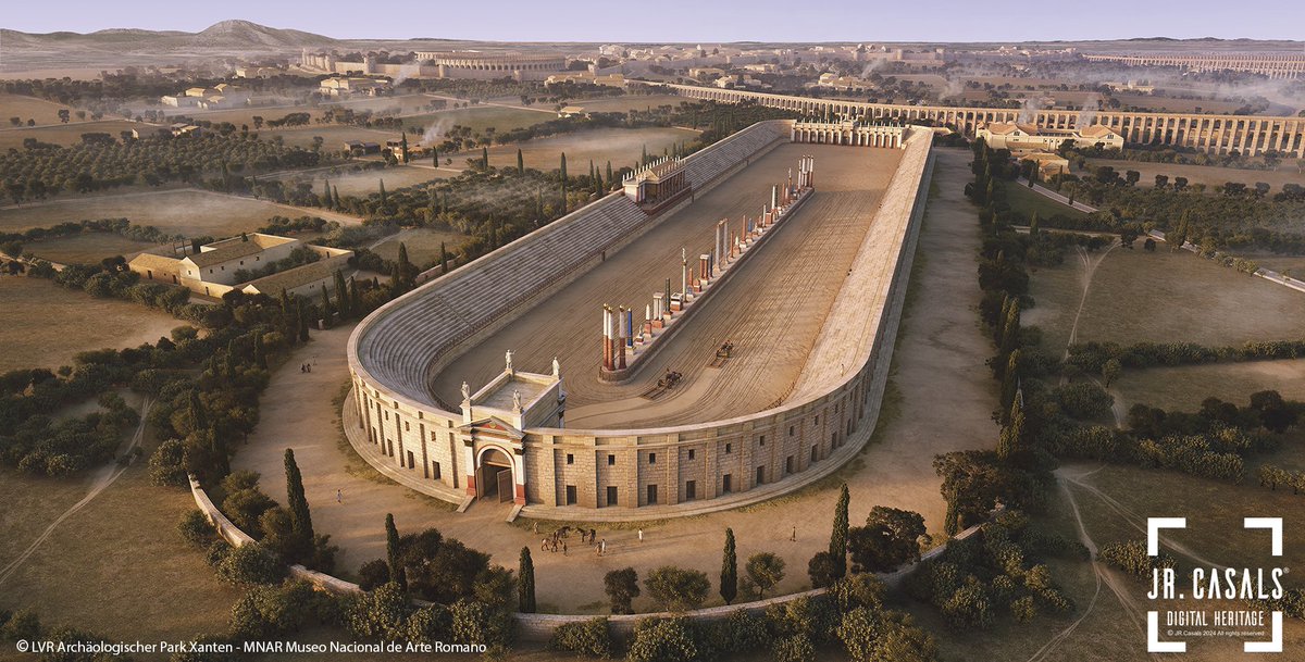 jr_casals's tweet photo. El circo de #AugustaEmerita, construido en el s.I es uno de los más importantes del Imperio, una buena muestra de la importancia de la colonia. Forma parte de las reconstrucciones de la expo en LVR Archäologischer Park Xanten (Alemania)📷🏛️
#ReconstruccionVirtual #ciudadesromanas https://t.co/z6gboJ1Hev