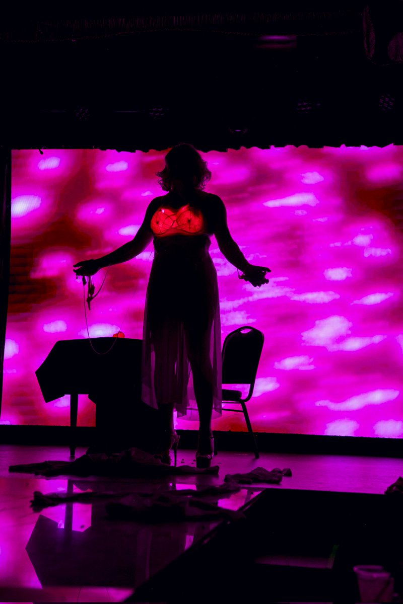 I did drag inspired by <a href="/sapphicspielbrg/">Jane Schoenbrun</a> I SAW THE TV GLOW and I'm just here to say "It's Not Too Late".

(Yes. I cut my boobs open and they glowed. You're welcome world.)