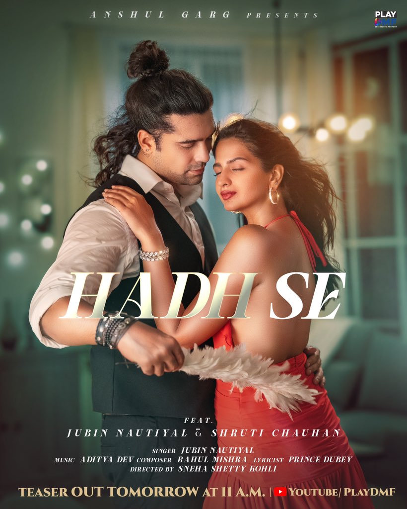 Before the year wraps up, let love break all limits with #HadhSe💝⚡️

📌Teaser Out Tomorrow at 11AM only on <a href="/playdmfofficial/">PlayDMF</a> YouTube Channel🤩

#HadhSe #jubinnautiyal #shrutichauhan #playdmfofficial