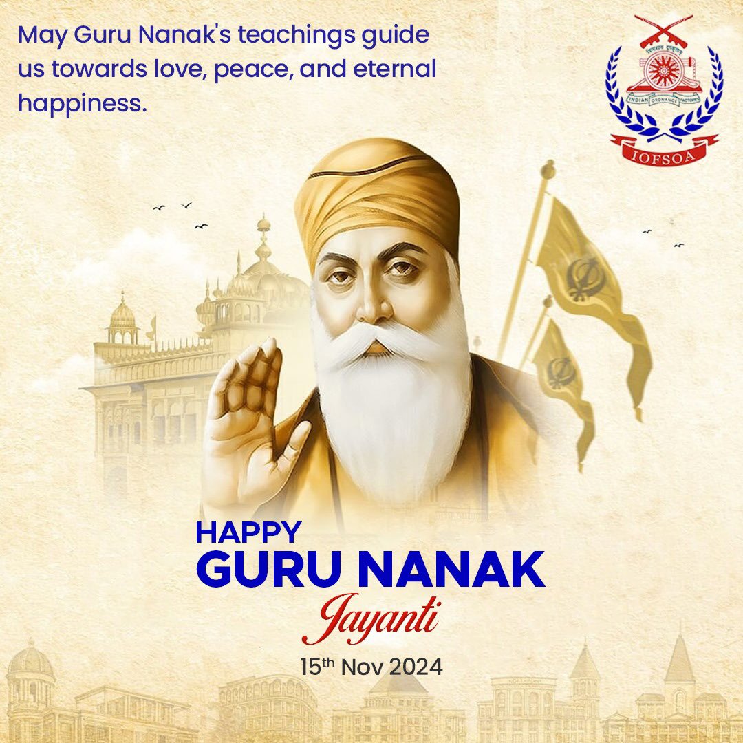 iofsoa's tweet photo. May the divine teachings of #GuruNanakDevJi inspire us towards kindness, peace, and unity. Let’s celebrate his #wisdom and live by his message of compassion and selfless service. 🌼✨
#GuruNanakJayanti #EkOnkar #PeaceAndUnity #IOFSOA #IOFSOfficerAssociation https://t.co/yA9IY1PF66