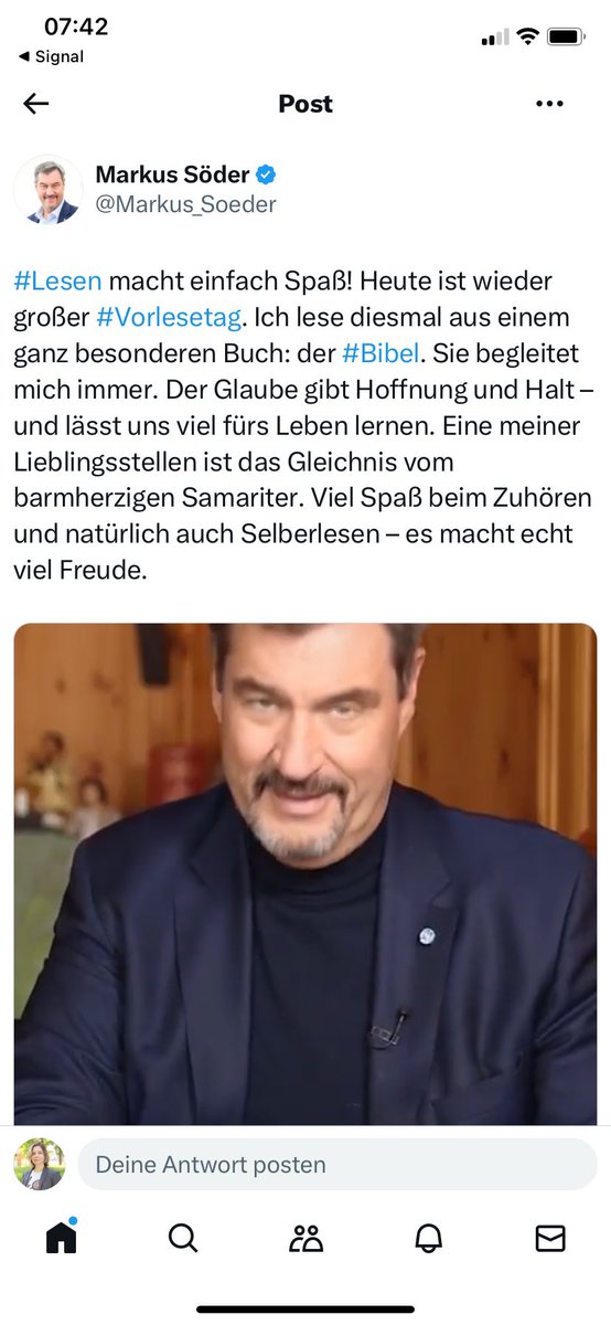 EinAugenschmaus's tweet photo. Wer das Gleichnis von barmherzigen Samariter als Lieblingsstelle in der Bibel bezeichnet, sollte nicht das #Deutschlandticket abschaffen wollen, #Familiengeld und #Pflegegeld um 50% kürzen, das #Krippengeld streichen und gegen Migranten und #Bürgergeld hetzen. @Markus_Soeder https://t.co/fzgl9u13uT