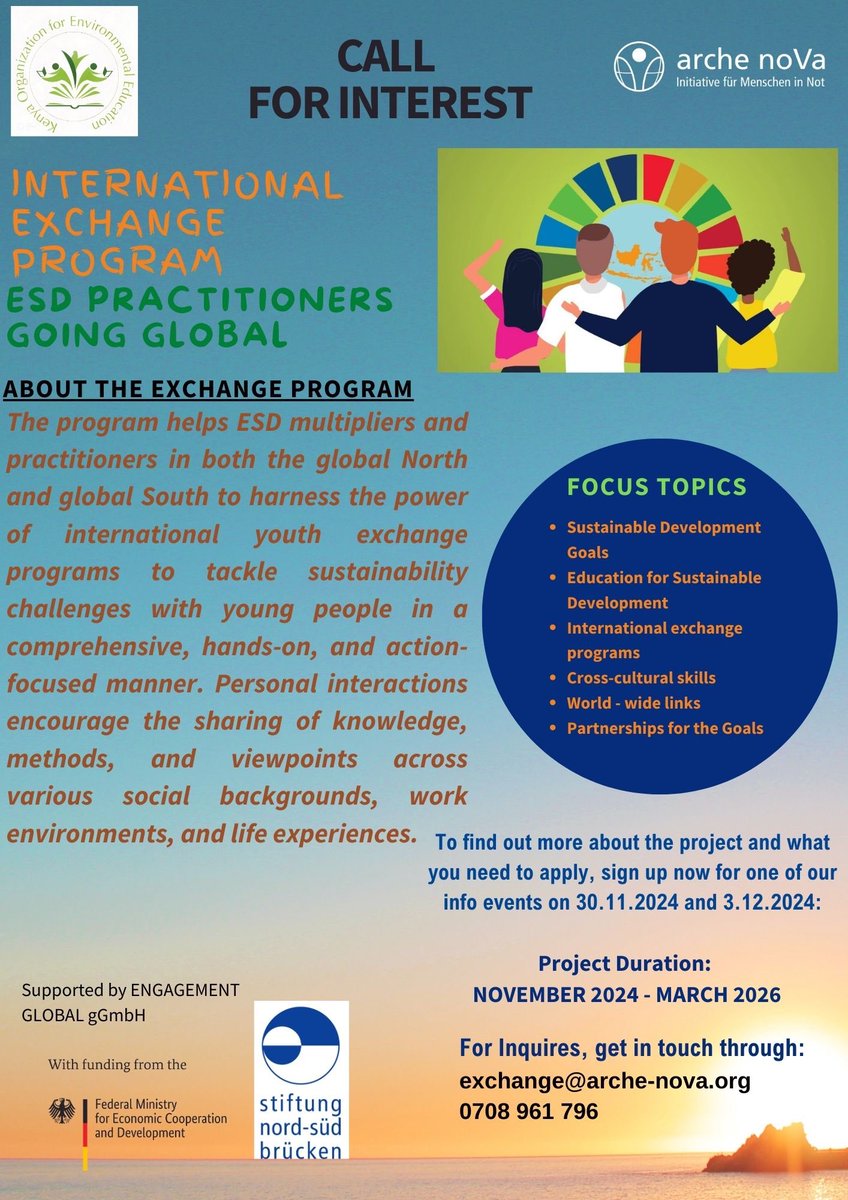 koeeorg's tweet image. Are you interested in global exchange opportunities? Join an upcoming virtual information session to learn more about the program, including eligibility and application requirements.

Reserve Slot 👇🏾
cloud.arche-nova.org/apps/forms/s/P…