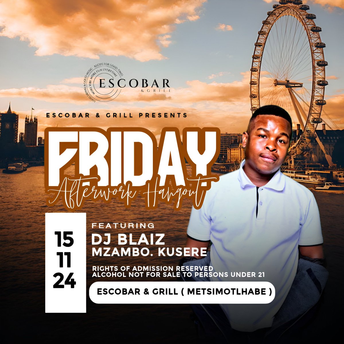 DaddyBlaiz's tweet photo. 🔥 It’s about to get lit! 🔥 Catch me, Daddy Blaiz, spinning live at Escobar Grill in Metsimotlhabe this Friday! Don’t miss out on an unforgettable night of music and good vibes! 🎶💃 #DaddyBlaiz #LiveSet #EscobarGrill #Metsimotlhabe #BotswanaMusicScene https://t.co/JjgNFWSz3f