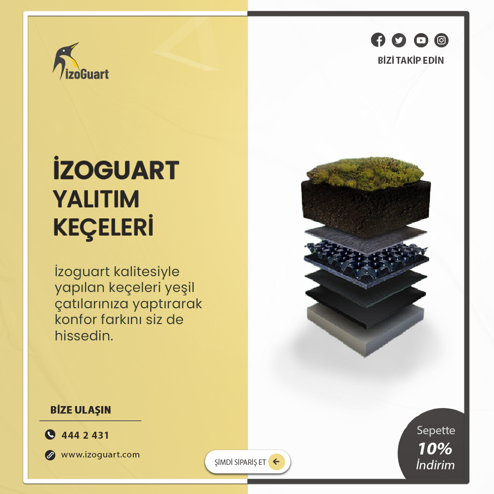 İzoguart kalitesiyle yapılan keçeleri yeşil çatılarınıza yaptırarak konfor farkını siz de  hissedin. #yeşilçatı #yeşilçatıuygulaması #izoguart #yalıtımkeçeleri #izolasyonmalzemesi