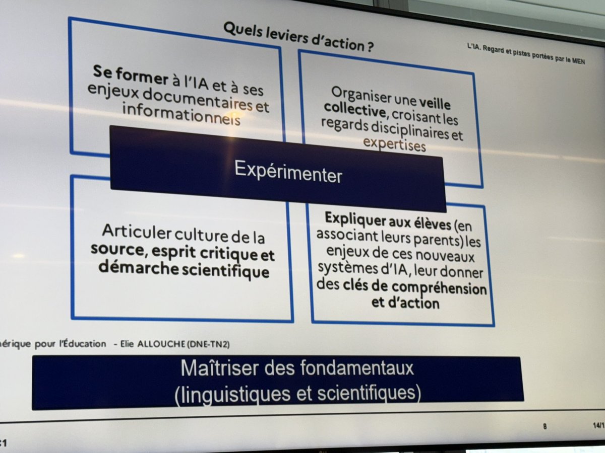Un grand merci aux intervenants de l’atelier #IA organisé au salon <a href="/educatechexpo/">Educatech Expo</a> par la <a href="/RAIledeFrance/">Région académique Île-de-France</a> 
Un socle de culture commune est désormais posé pour envisager de futures pistes de travail. 
<a href="/histobric/">S. Guérault</a> <a href="/BastienMasse/">Bastien Masse</a> <a href="/melfenaert/">Mélanie Fenaert</a> <a href="/LeBoulair2015/">Le Boulair Yohann</a> <a href="/MrsSavourat/">Laure Savourat</a> #FranckTarin