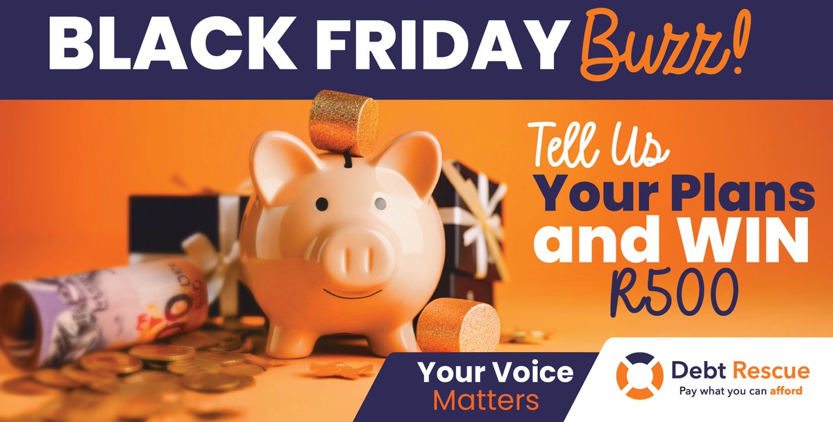 Debt_Rescue's tweet photo. 🛒 Black Friday Buzz! Share your plans and stand to 𝐖𝐢𝐧 𝐑𝟓𝟎𝟎! 

Are you chasing deals or steering clear? Let’s chat about shopping trends in SA! 
Survey closes 24 Nov. Winner announced 26 Nov. 

Take the survey 👉 https://t.co/c5P12hOHVi 

#debtrescue #BlackFriday2024 https://t.co/LpM4iKeEwH