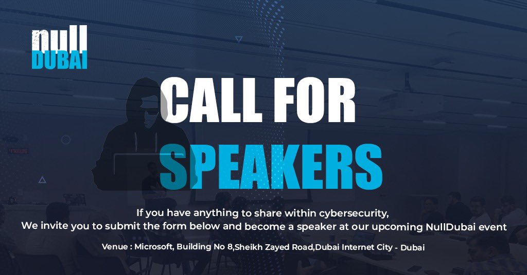 We are looking for speakers for upcoming #NullDubai monthly chapter meet. If you have some topic to share and talk about please submit the entry on below form forms.gle/DFgySK3i7CDvgH…