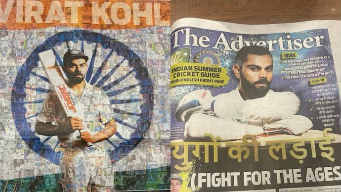 Virat Kohli dominates Australian newspapers; media can't keep calm as fonts dedicated in Hindi to celebrate arrival.
#indvsaus