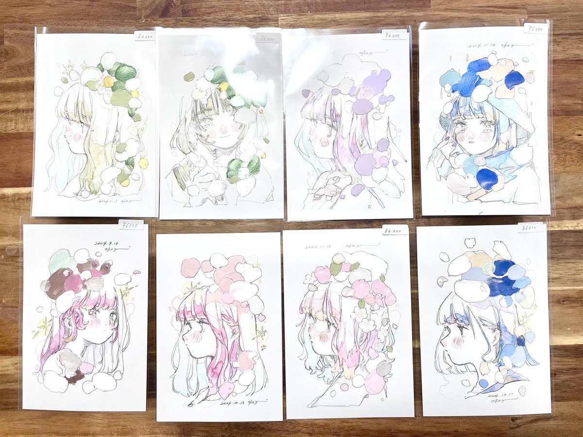 💐 #デザフェス60 💐
見やすいのはあとでfanboxにまとめたいですが!
とりいそぎドローイングたち!

原画類は2日に分けて並べますが、お目当てがいれば出せますのでお声掛けください❣️ 