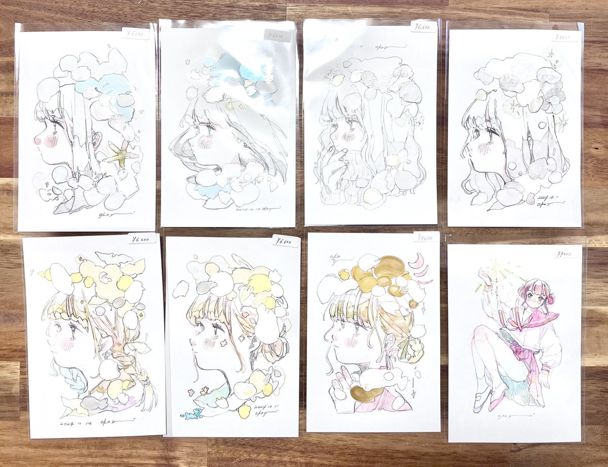 💐 #デザフェス60 💐
見やすいのはあとでfanboxにまとめたいですが!
とりいそぎドローイングたち!

原画類は2日に分けて並べますが、お目当てがいれば出せますのでお声掛けください❣️ 