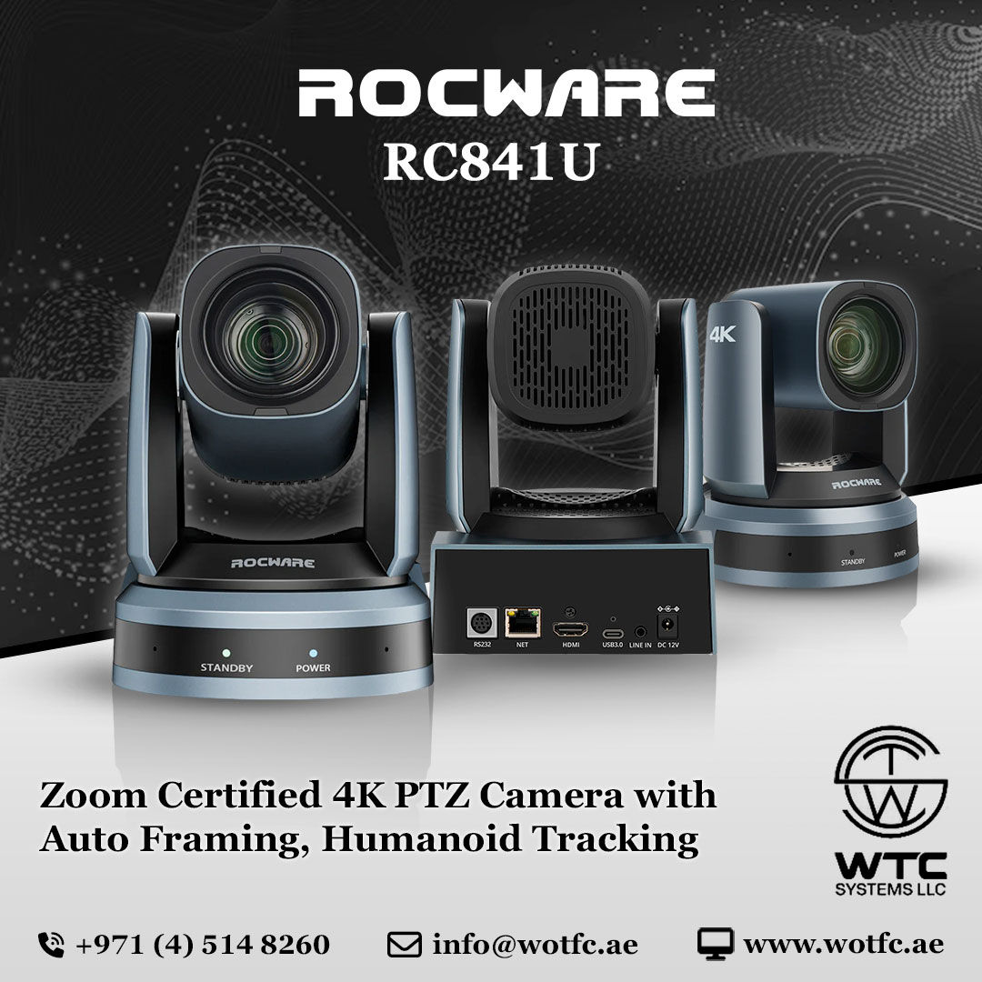 WTC_SYSTEMS_LLC's tweet image. ROCWARE
RC841U Zoom Certified 4K PTZ Camera with Auto Framing, Humanoid Tracking

Call : +97145148260
Mail Id: info@wotfc.ae
wotfc.ae

#WOTFC #wtcsystem #Rocware #rocwarerc841u #4kptzcamera #zoomcertified #AutoFraming #humanoidtracking #videoconferencing #ptzcamera